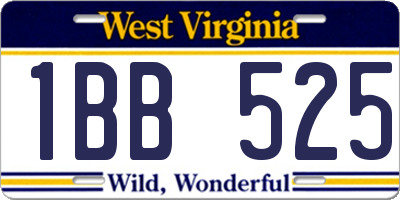WV license plate 1BB525