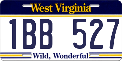 WV license plate 1BB527