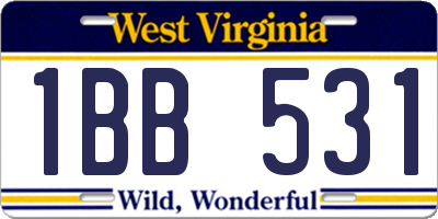 WV license plate 1BB531