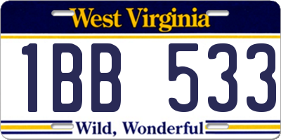 WV license plate 1BB533