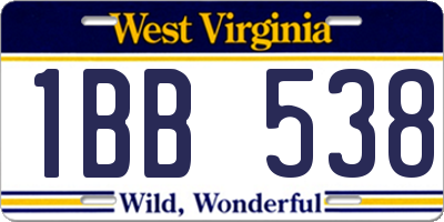 WV license plate 1BB538