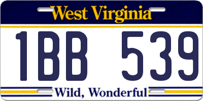 WV license plate 1BB539
