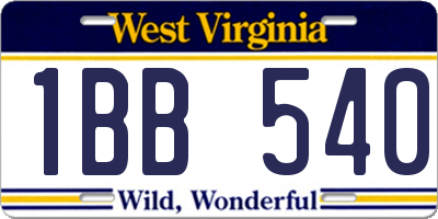 WV license plate 1BB540
