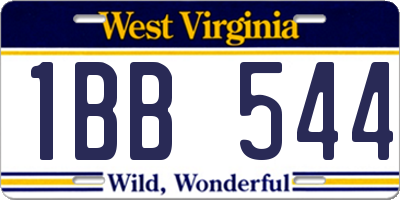 WV license plate 1BB544