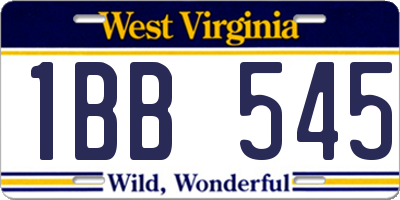 WV license plate 1BB545