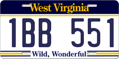 WV license plate 1BB551