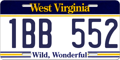 WV license plate 1BB552