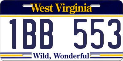 WV license plate 1BB553