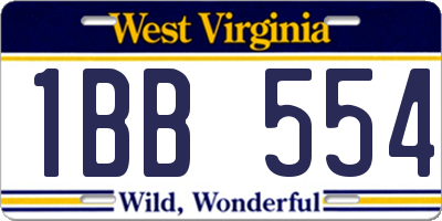 WV license plate 1BB554