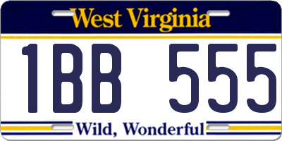 WV license plate 1BB555