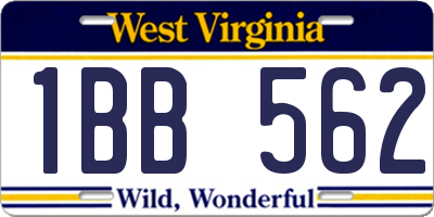 WV license plate 1BB562