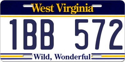 WV license plate 1BB572