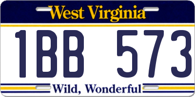 WV license plate 1BB573