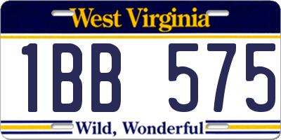 WV license plate 1BB575