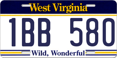 WV license plate 1BB580