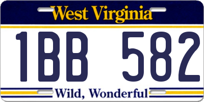 WV license plate 1BB582