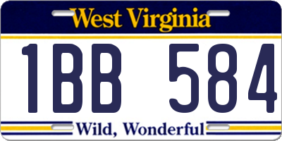 WV license plate 1BB584