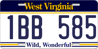 WV license plate 1BB585