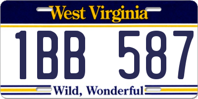 WV license plate 1BB587