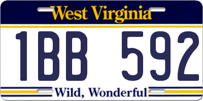 WV license plate 1BB592