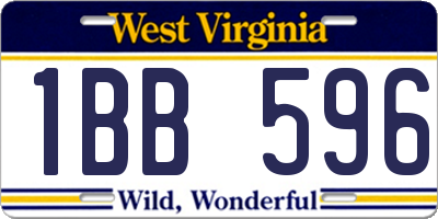 WV license plate 1BB596