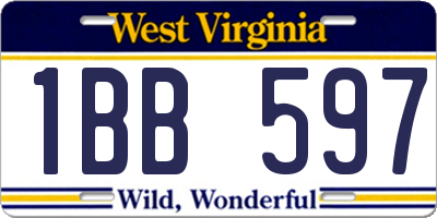 WV license plate 1BB597