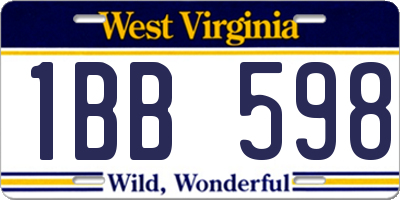 WV license plate 1BB598