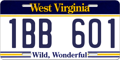 WV license plate 1BB601