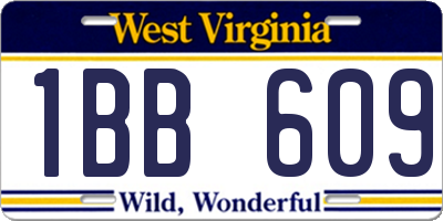 WV license plate 1BB609