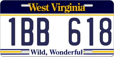 WV license plate 1BB618