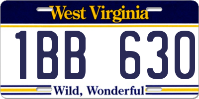 WV license plate 1BB630