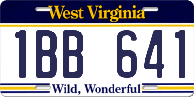 WV license plate 1BB641