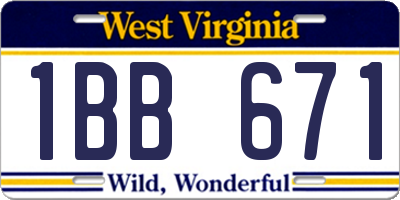 WV license plate 1BB671