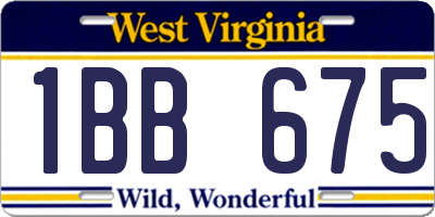 WV license plate 1BB675