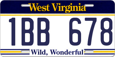 WV license plate 1BB678