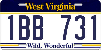 WV license plate 1BB731