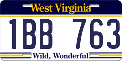 WV license plate 1BB763