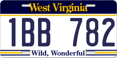 WV license plate 1BB782
