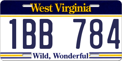 WV license plate 1BB784