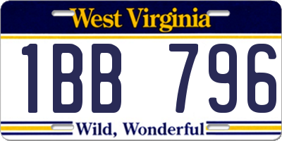 WV license plate 1BB796