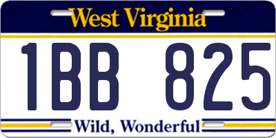 WV license plate 1BB825