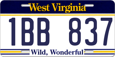 WV license plate 1BB837