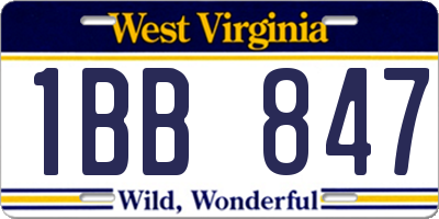 WV license plate 1BB847