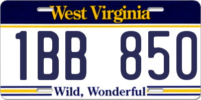 WV license plate 1BB850
