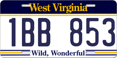 WV license plate 1BB853