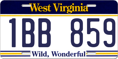 WV license plate 1BB859