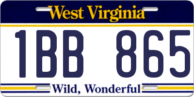 WV license plate 1BB865