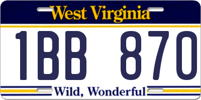 WV license plate 1BB870