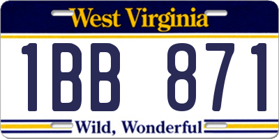 WV license plate 1BB871