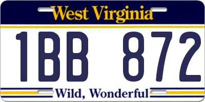 WV license plate 1BB872